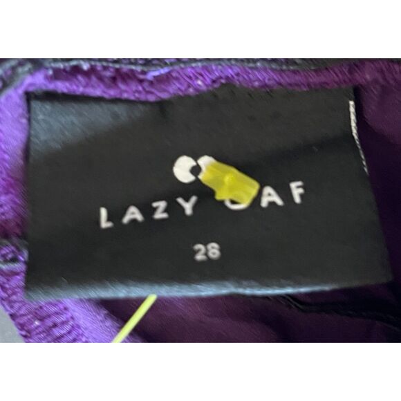 NWT LAZY OAF Purple Rusched Flare Bell Bottom Pants Trousers   Women's Size 28 - Picture 3 of 8